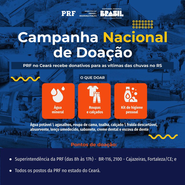 PRF lança campanha de doação para vítimas das chuvas no Rio Grande do Sul
