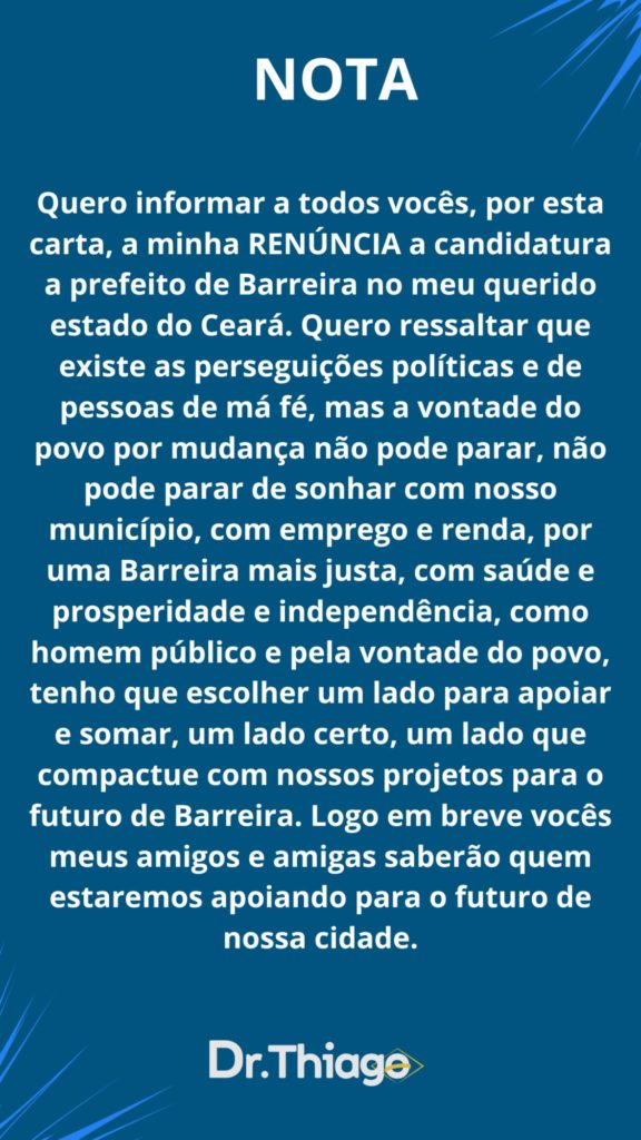 No interior, candidato à Prefeitura renuncia candidatura