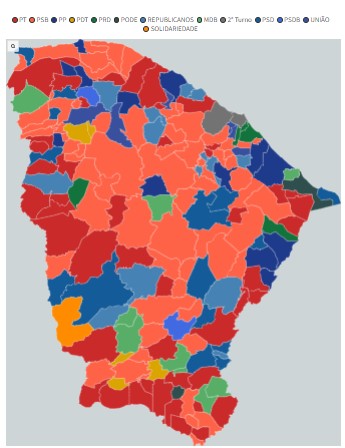 PSB lidera no Ceará com 65 prefeituras eleitas