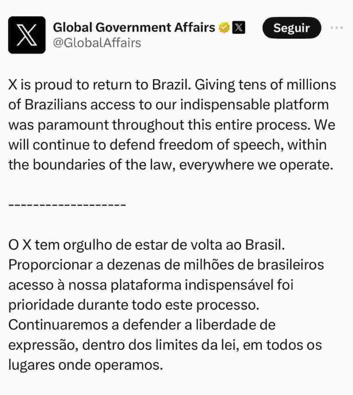 X retoma atividades no Brasil após cumprir exigências do STF