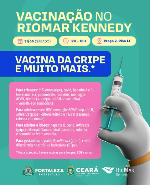 Neste sábado (31), RioMar Kennedy recebe mutirão de vacinação 