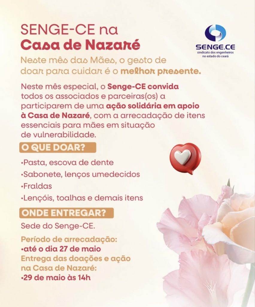Senge-CE recebe doações para Casa de Nazaré