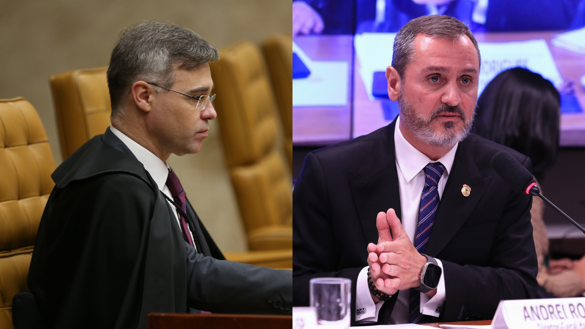 À esquerda, o ministro do STF, André Mendonça. À direita, o diretor-geral da PF, Andrei Rodrigues | Foto: Reprodução - Agência Brasil